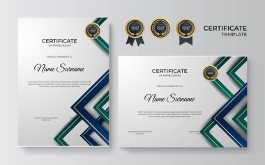 Modern gradyan mavi altın sertifika tasarımı Şablonu