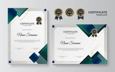 Modern gradyan mavi altın sertifika tasarımı Şablonu