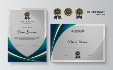 Modern gradyan mavi altın sertifika tasarımı Şablonu