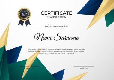 Modern gradyan mavi altın sertifika tasarımı Şablonu