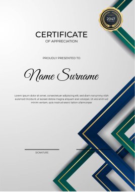 Modern gradyan mavi altın sertifika tasarımı Şablonu