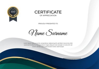 Modern gradyan mavi altın sertifika tasarımı Şablonu