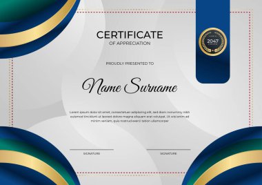 Modern gradyan mavi altın sertifika tasarımı Şablonu