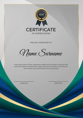 Modern gradyan mavi altın sertifika tasarımı Şablonu
