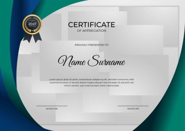 Modern gradyan mavi altın sertifika tasarımı Şablonu