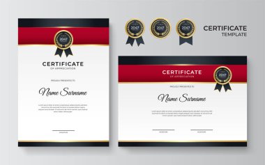 Modern gradyan kırmızı siyah altın sertifika tasarımı Şablonu