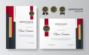 Modern gradyan kırmızı siyah altın sertifika tasarımı Şablonu