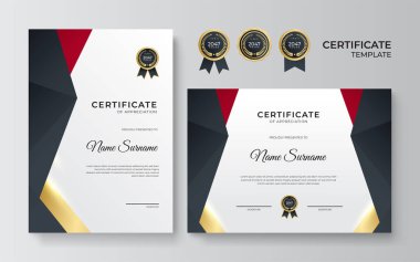 Modern gradyan kırmızı siyah altın sertifika tasarımı Şablonu