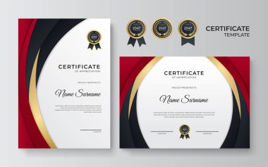 Modern gradyan kırmızı siyah altın sertifika tasarımı Şablonu