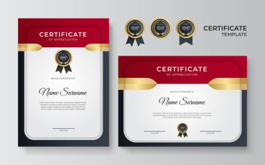 Zarif gradyan kırmızı siyah sertifika tasarımı şablonu