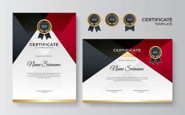Modern gradyan kırmızı siyah altın sertifika tasarımı Şablonu