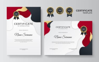 Modern gradyan kırmızı siyah altın sertifika tasarımı Şablonu