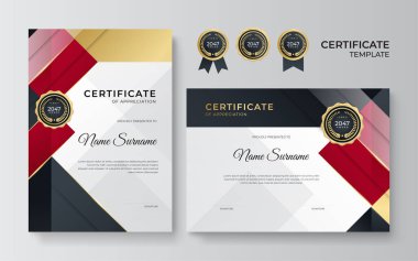 Zarif gradyan kırmızı siyah sertifika tasarımı şablonu