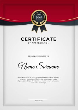 Modern gradyan kırmızı siyah altın sertifika tasarımı Şablonu