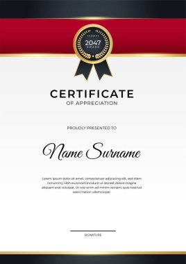 Modern gradyan kırmızı siyah altın sertifika tasarımı Şablonu