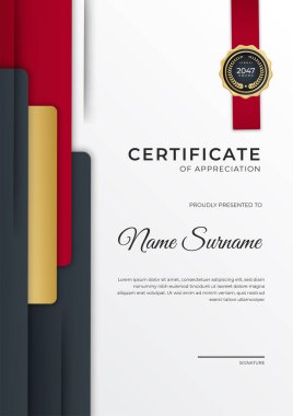 Modern gradyan kırmızı siyah altın sertifika tasarımı Şablonu