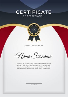 Modern gradyan kırmızı siyah altın sertifika tasarımı Şablonu
