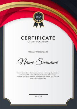 Modern gradyan kırmızı siyah altın sertifika tasarımı Şablonu