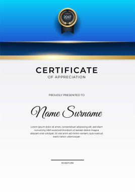 Zarif gradyan mavi altın sertifika tasarımı Şablonu