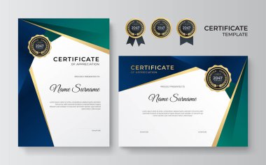 Modern gradyan mavi altın sertifika tasarımı Şablonu