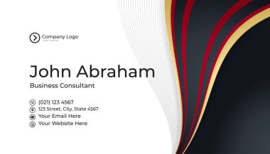 Temiz kurumsal siyah kırmızı altın tasarım kartvizit şablonu
