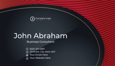 Minimalis siyah kırmızı altın tasarım kartvizit şablonu arka planı
