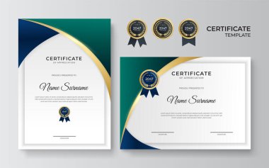 Modern gradyan mavi altın sertifika tasarımı Şablonu