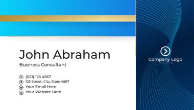 Minimalis blue gold tasarım kartvizit şablonu arka planı