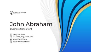 Temiz mavi altın tasarım kartvizit şablonu arka planı