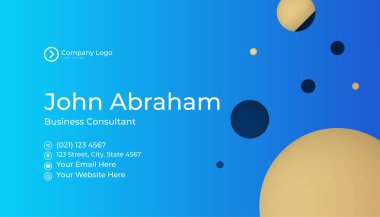 Minimalis blue gold tasarım kartvizit şablonu arka planı