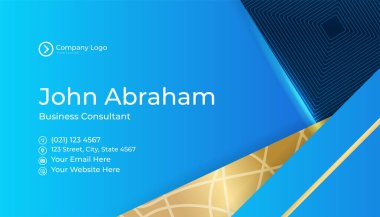 Zarif Modern profesyonel mavi altın tasarım kartvizit şablonu arka planı