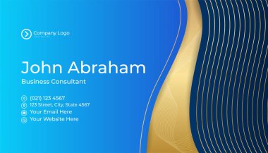Modern profesyonel şirket mavi altın tasarım kartvizit şablonu