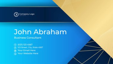 Modern profesyonel şirket mavi altın tasarım kartvizit şablonu