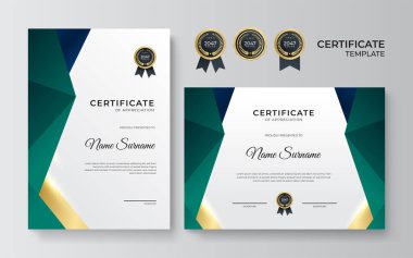Modern gradyan mavi altın sertifika tasarımı Şablonu