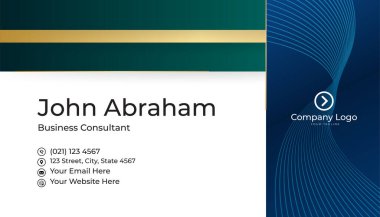 Minimalis blue green gold design kartvizit şablonu arka planı