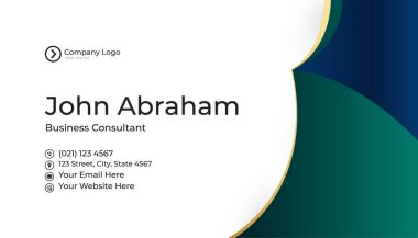 Minimalis blue green gold design kartvizit şablonu arka planı