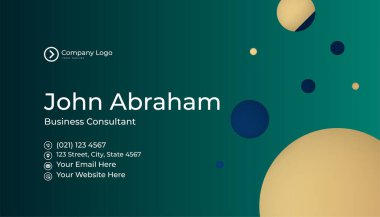 Minimalis blue green gold design kartvizit şablonu arka planı
