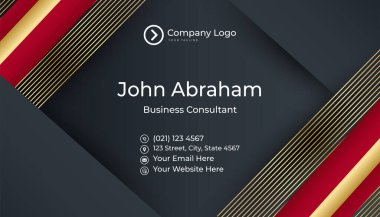 Minimalis siyah kırmızı altın tasarım kartvizit şablonu arka planı