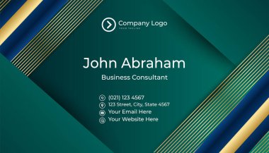 Minimalis blue green gold design kartvizit şablonu arka planı