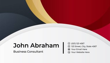 Temiz kurumsal siyah kırmızı altın tasarım kartvizit şablonu