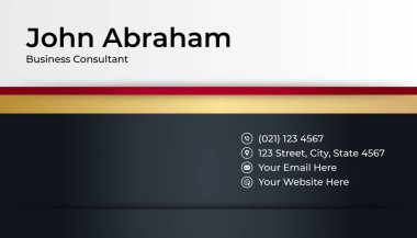 Temiz kurumsal siyah kırmızı altın tasarım kartvizit şablonu