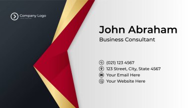 Temiz kurumsal siyah kırmızı altın tasarım kartvizit şablonu
