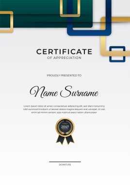 Modern gradyan mavi altın sertifika tasarımı Şablonu
