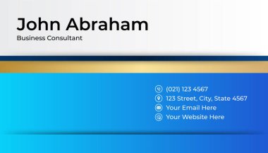 Temiz mavi altın tasarım kartvizit şablonu arka planı