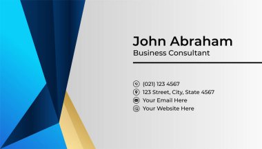 Minimalis blue gold tasarım kartvizit şablonu arka planı