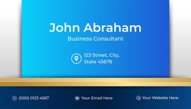 Minimalis blue gold tasarım kartvizit şablonu arka planı