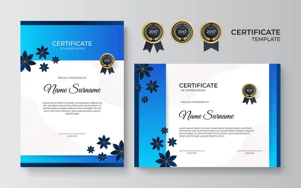Modèle Moderne Certificat Bleu Dégradé — Image vectorielle