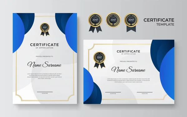 Сучасний Градієнт Синій Золотий Сертифікат Дизайн Шаблон — стоковий вектор