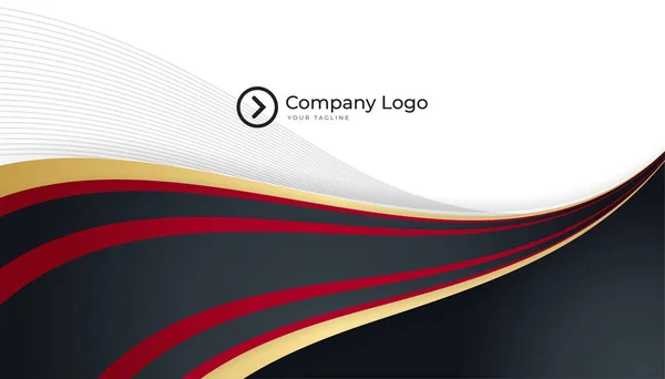 Saubere Corporate Black Red Gold Design Visitenkartenvorlage Hintergrund — Stockvektor