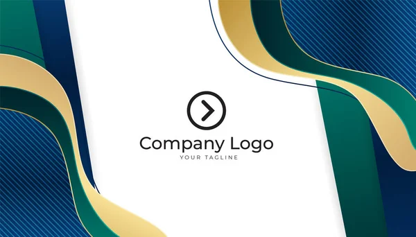 现代专业公司蓝绿色金设计名片模板背景 — 图库矢量图片